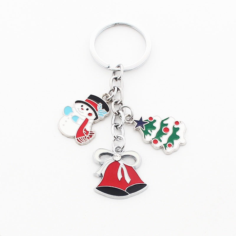 Wholesale Christmas Santa Claus Christmas Tree Drop Oil Zinc Alloy Keychain